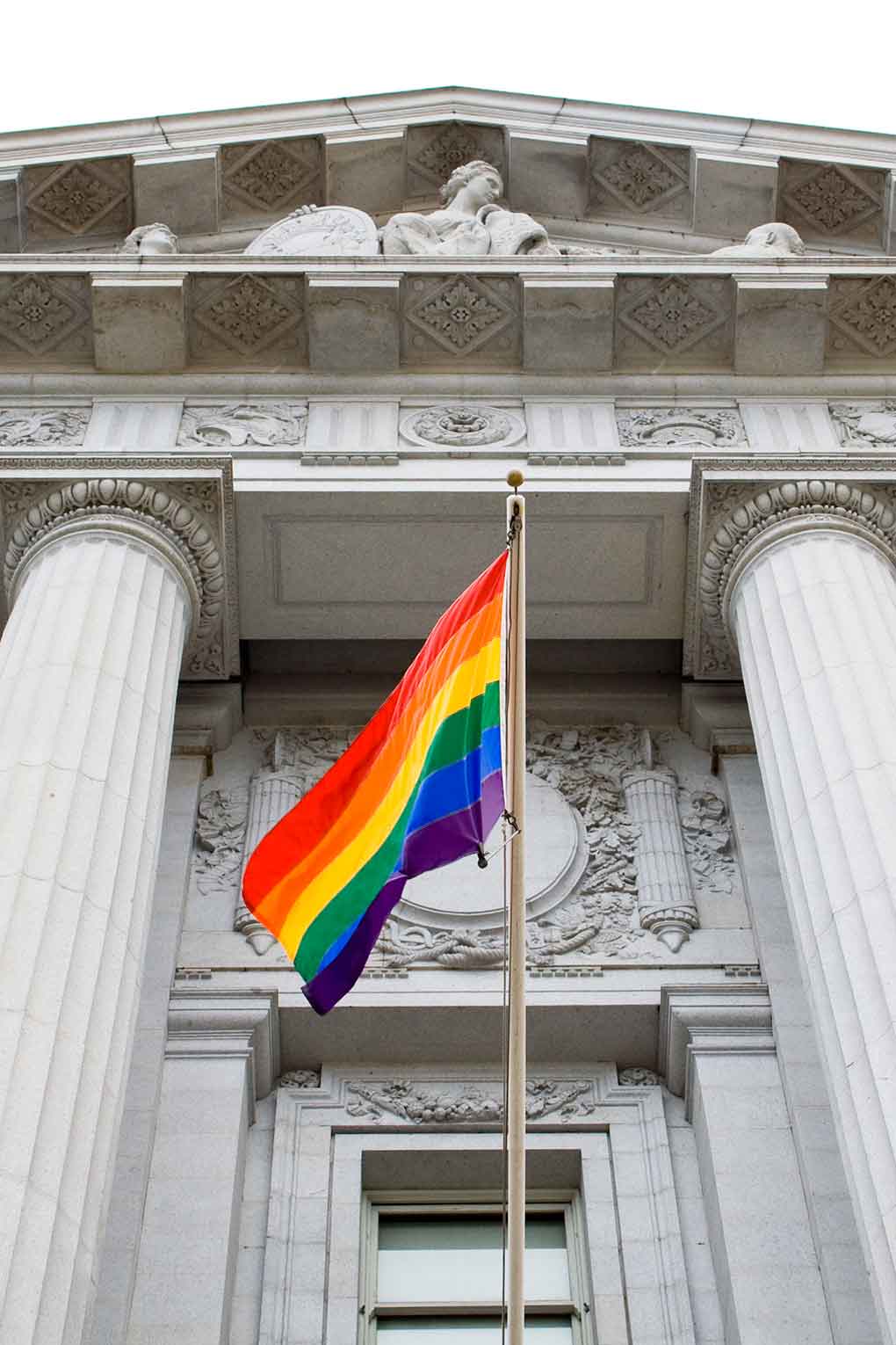 rainbow flag outside courthouse